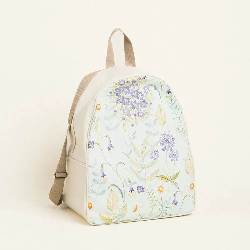 Beauty Home BACKPACK 43x35x23cm ΠΟΠΛΙΝΑ ΑΝΘΗ ΣΕ ΒΕΡΑΜΑΝ ΦΟΝΤΟ