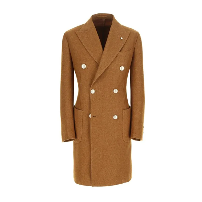 LUBIAM Ανδρικό Καφέ Double Breasted Tobacco Coat