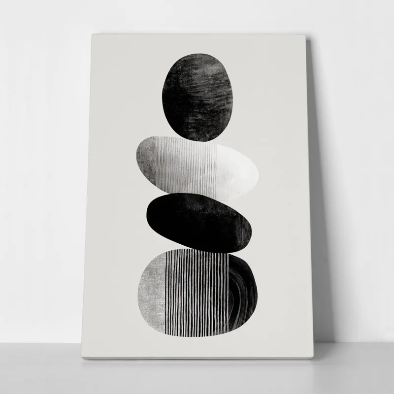 Πίνακας σε Καμβά BOHO BLACK & WHITE SHAPES