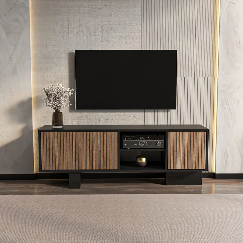 Έπιπλο Τηλεόρασης Monaco - Black, Brown 875Zna5339 (150x54x35 cm)