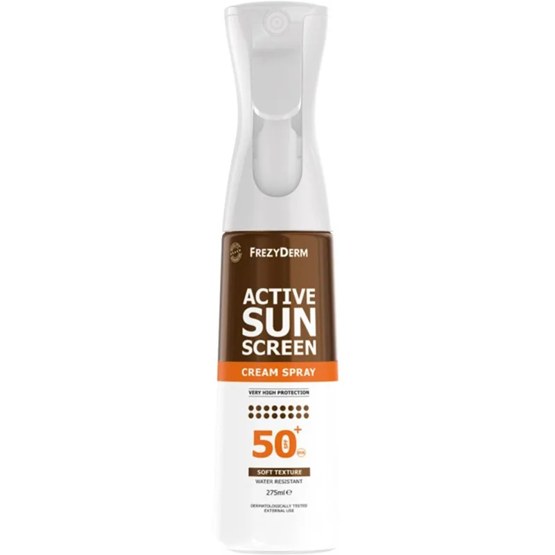 Frezyderm Frezyderm Active Spf50+ Sunscreen Cream Spray Αντηλιακό Γαλάκτωμα Πολύ Υψηλής Προστασίας Προσώπου & Σώματος σε Μορφή Σπρέι για Εύκολο & Ομοιόμορφο Ψεκασμό Ανθεκτικό στο Νερό 275ml