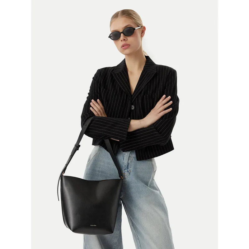 Τσάντα Calvin Klein Foil Logo Medium LV04F3736G Μαύρο
