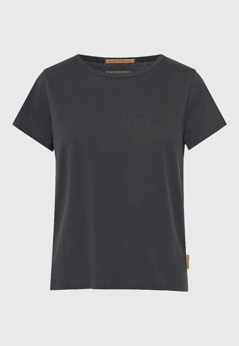 Funky Buddha Γυναικείο T-shirt από οργανικό βαμβάκι - The basics collection FBL013-103-04 Ανθρακί