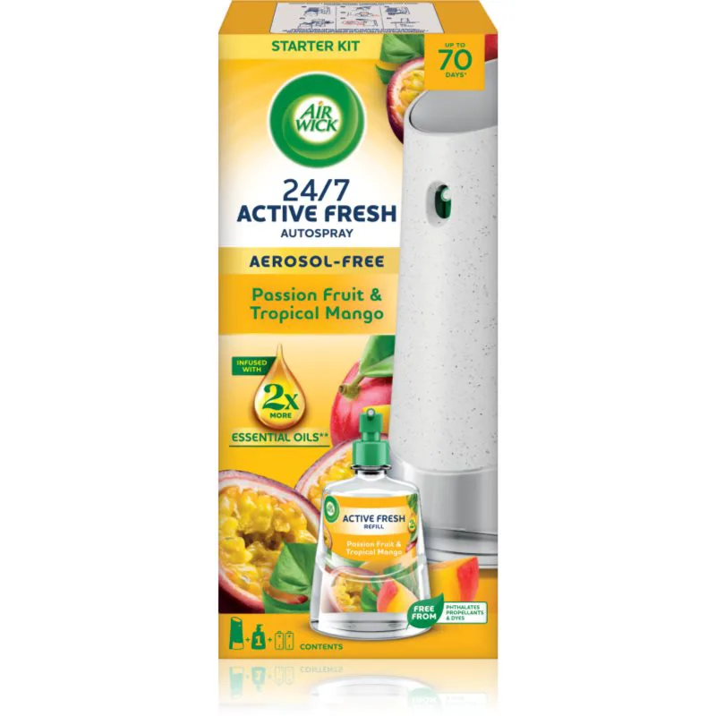Air Wick Active Fresh Passion Fruit & Tropical Mango αυτόματο αποσμητικό χώρου με ανταλλακτικό 228 kg