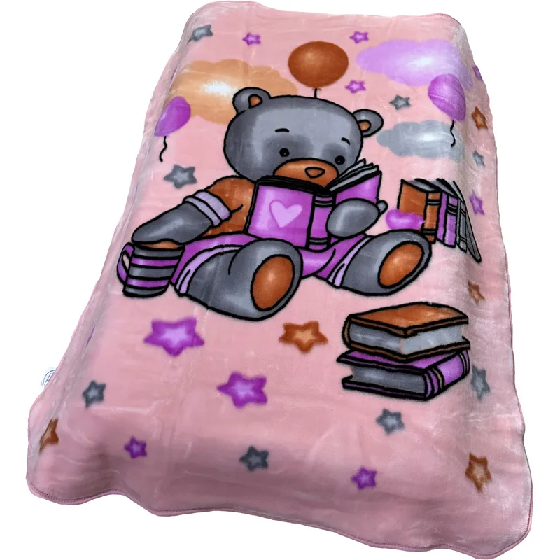 Κουβέρτα Βελουτέ Κούνιας 110x140 Dimcol Studying Bear 37 Ροζ 110x140