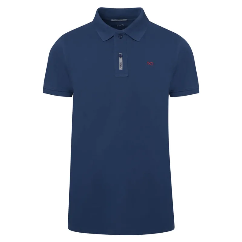 Brand New Polo Double Pique Μπλε Marine 100% Cotton (Regular Fit)