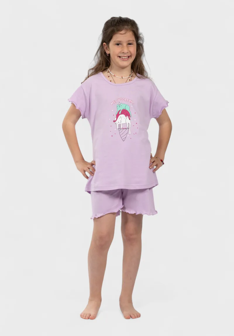 Παιδική Πιτζάμα Nina Club Meowscream Λιλά – 100% Βαμβακερή | Closet22 NC150-25-2-Λιλά