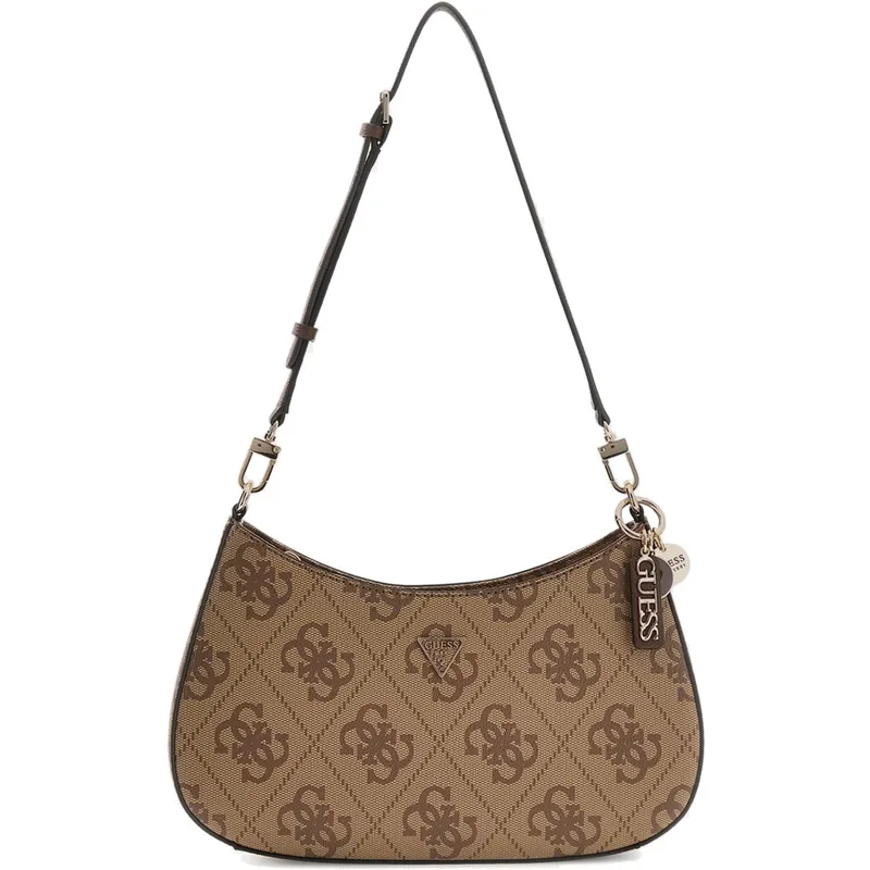 Guess μπεζ λατε τσάντα ώμου Noelle Top zip wide Logo