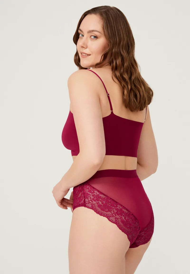 Σλιπ Plus Size με δαντέλα Cottonhill Grace CH6053-Μπορντώ