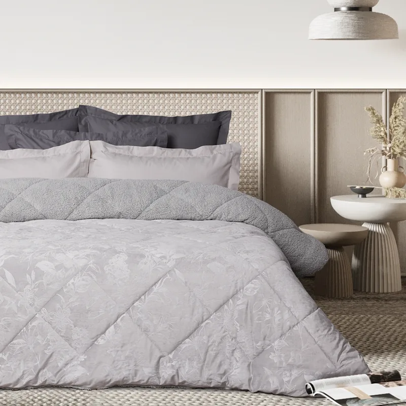 Κουβερτοπάπλωμα Velvet-Sherpa Υπέρδιπλο 220x240εκ. Blankets 1376 Grey Das Home (Ύφασμα: Polyester, Χρώμα: Γκρι, Μέγεθος: Υπέρδιπλα) - Das Home - 421910201376