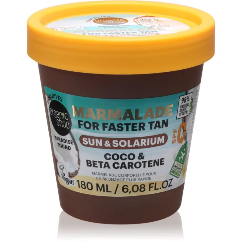 Organic Shop Paradise Found Coco & Beta Carothene βούτυρο σώματος για υποστήριξη μαυρίσματος 180 ml