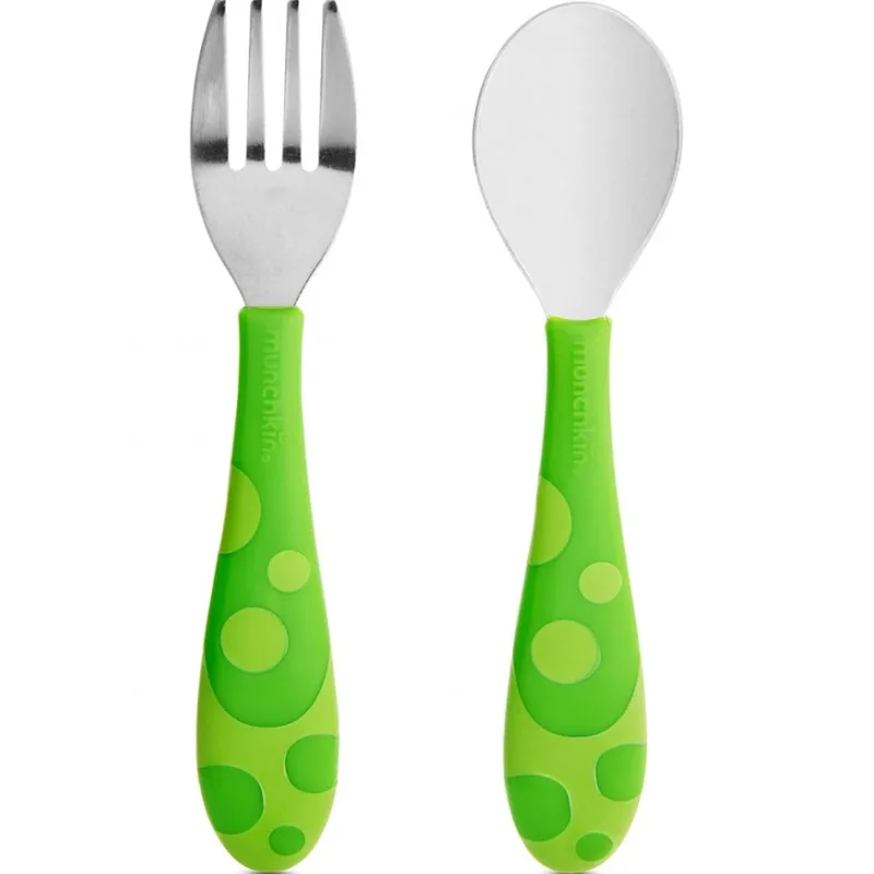 Munchkin Toddler Fork & Spoon Set 12m+ Εκπαιδευτικό Σετ Πιρούνι - Κουτάλι 1 Τεμάχιο - Πράσινο