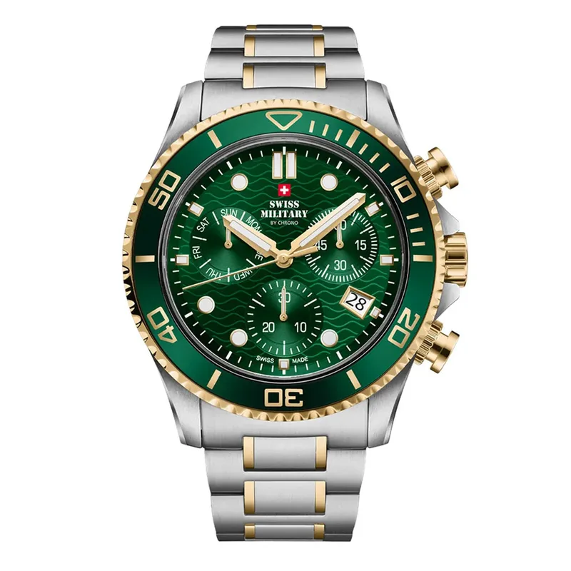 SWISS MILITARY by Chrono Swiss Made XL Chronograph Stainless Steel Bracelet Watch SM34101.05