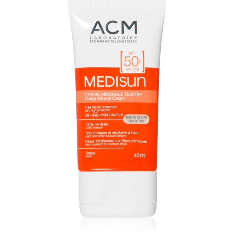 ACM Medisun μεταλλική ενυδατική τονωτική κρέμα SPF 50+ απόχρωση Light Tint 40 ml