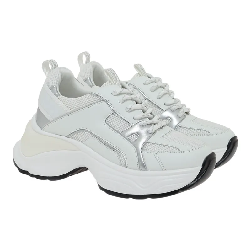 Renato Garini Γυναικεία Παπούτσια Sneakers 245-19R Λευκό MESH Ασημί W119R24535A7