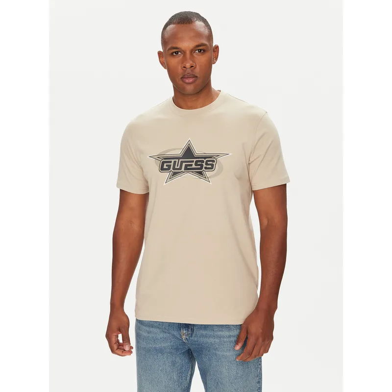 Guess T-Shirt Z5YI02 I3Z14 Μπεζ Regular Fit