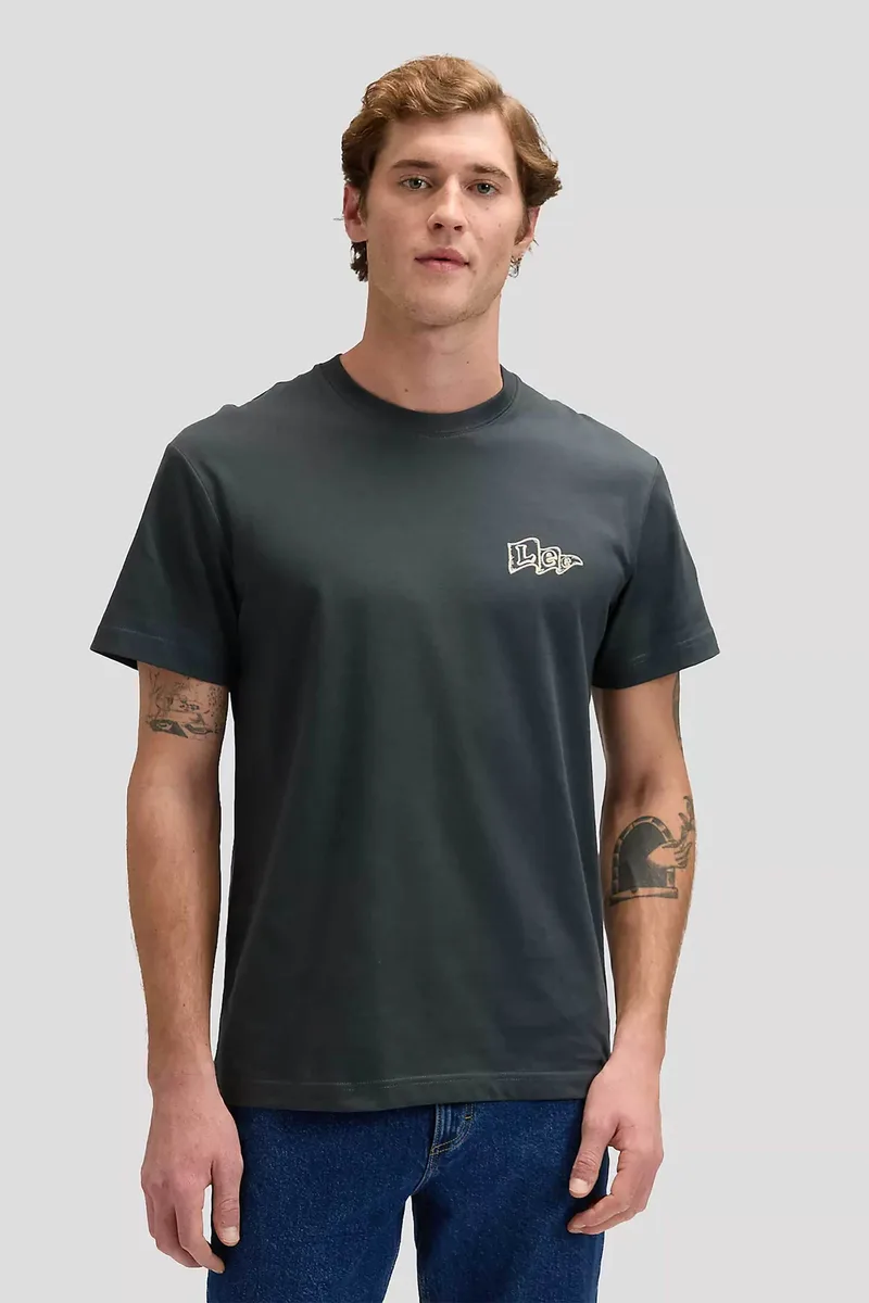 Lee® ανδρικό T-shirt με logo flag print Regular Fit - 112376473 Ανθρακί