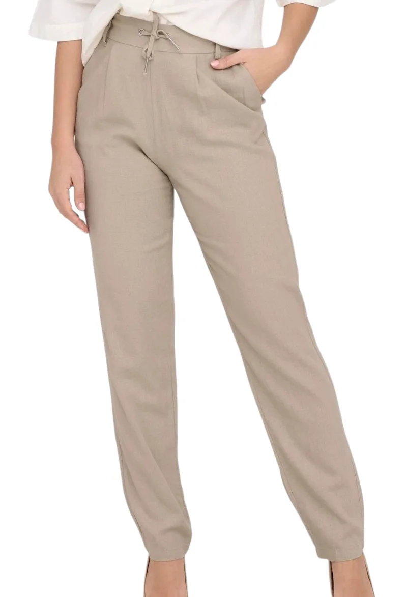 Παντελόνι Υφασμάτινο Only Onlcaro-Poptrash Easy Linen 15278710-Oxford Tan Γυναικείο