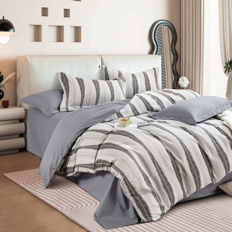 Beauty Home Σετ σεντόνια υπέρδιπλα με λάστιχο Art 12288 Adamantia 165x200+30 Εκού,Ανθρακί