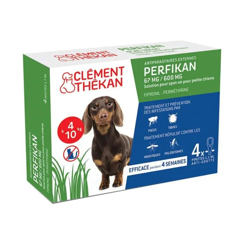 Clement-Thekan Anti-Small Anti-flea Dog 4-10kg 4 Pipettes