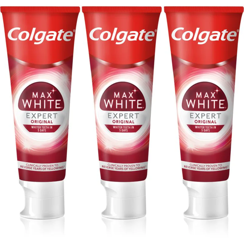 Colgate Max White Expert Original λευκαντική οδοντόκρεμα 3x75 ml