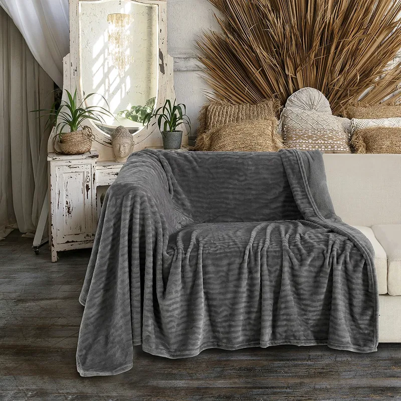 Ριχτάρι Διθέσιου 170X250 Melinen Flannel Enzo Grey (170x250)