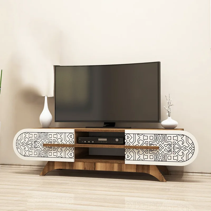 Έπιπλο Τηλεόρασης Defne - Walnut Cream 845Hct5505 (145x37x37 cm)
