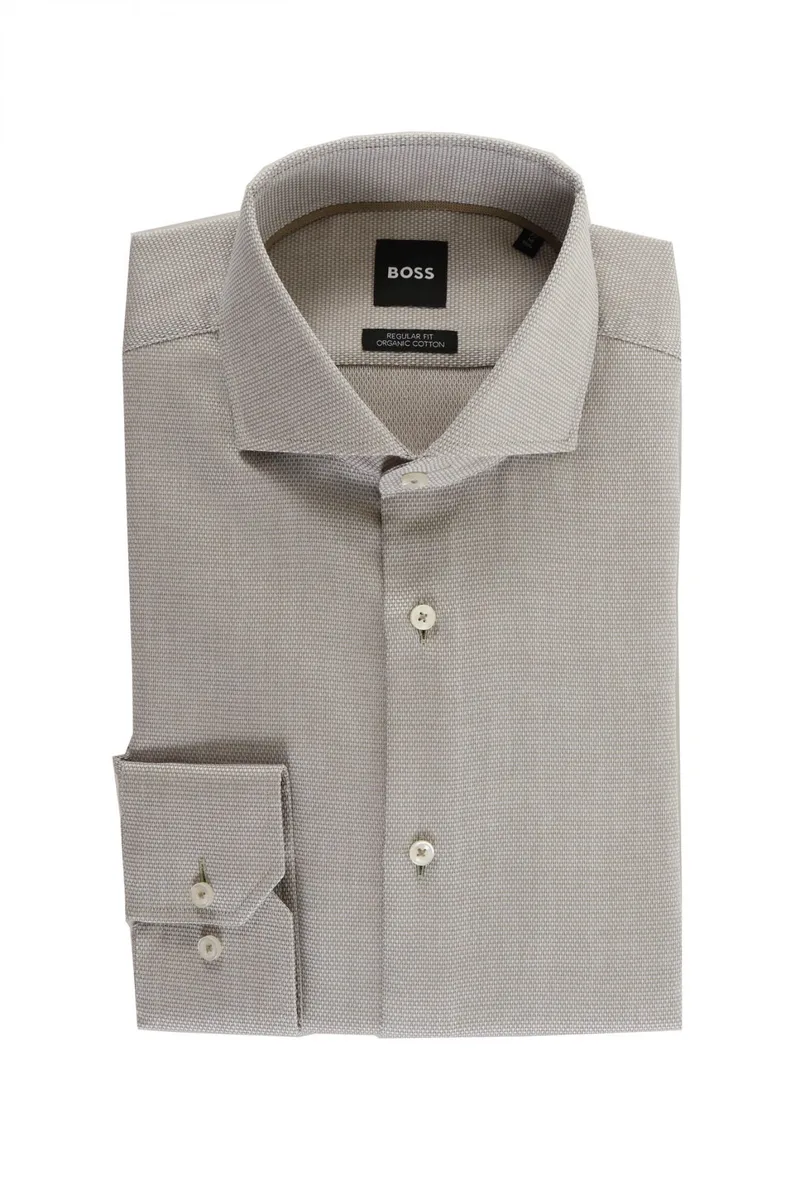 BOSS ΠΟΥΚΑΜΙΣΟ ΜΙΚΡΟΣΧΕΔΙΟ REGULAR FIT H-JOE-SPRESD-C1-222 XAKI