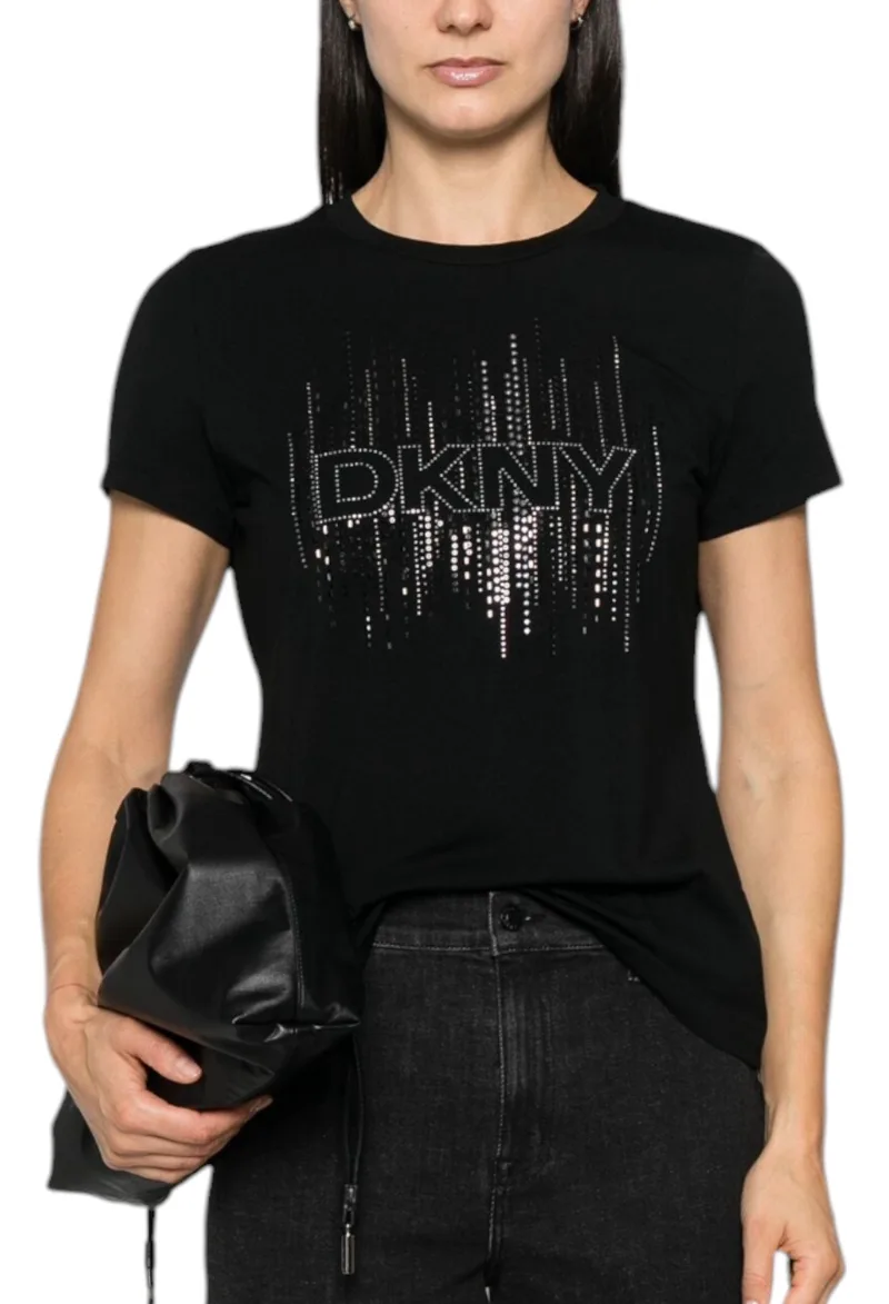 Μπλούζα Κοντομάνικη DKNY Logo Με Στρας P4MHPWNA-BLK Γυναικείο