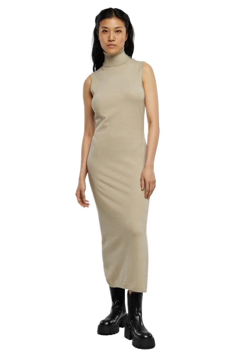 Ladies Knitted Eco Viscose Turtleneck Dress Urban Classics TB6094-04732 wetsand