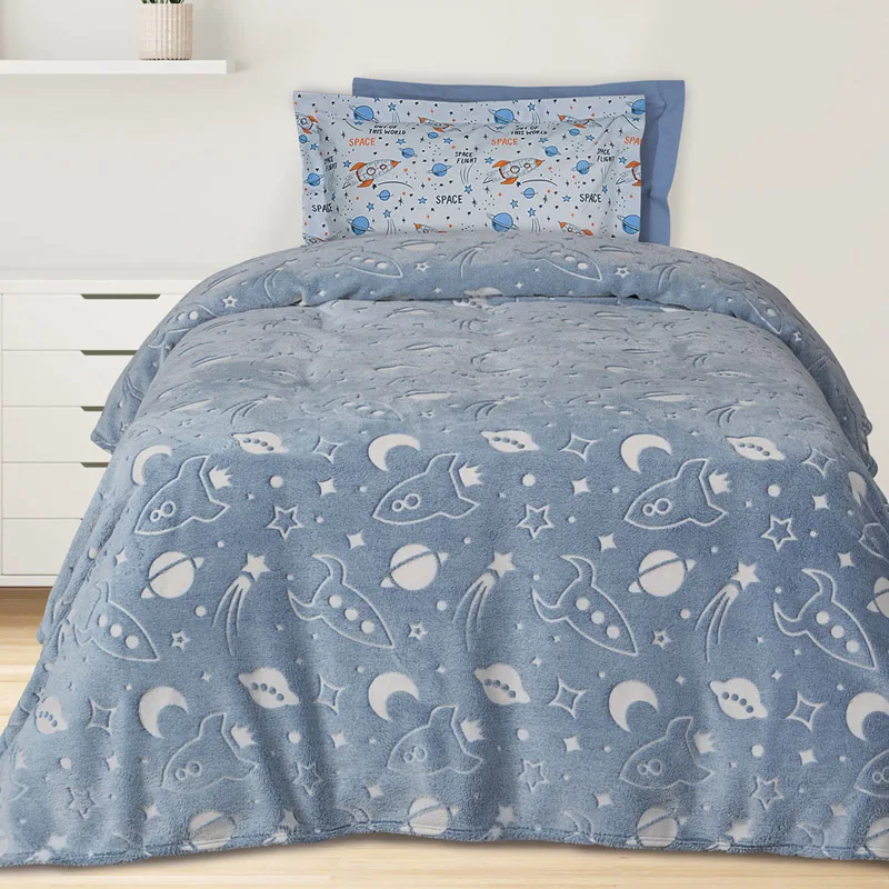 Φωσφοριζέ Κουβέρτα Fleece Μονή 160x220 Das Home 4899 Blue 160x220
