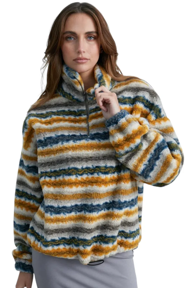 Μπλούζα Μακρυμάνικη 24 Colours Ριγέ Fleece 50805a-BEIGE Γυναικείο