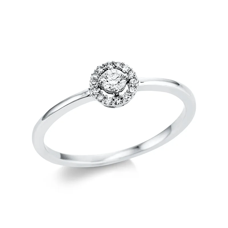 Diamond Group Μονόπετρο Δαχτυλίδι με Διαμάντια Brilliant από Λευκό Χρυσό 18 Καρατίων DDX339