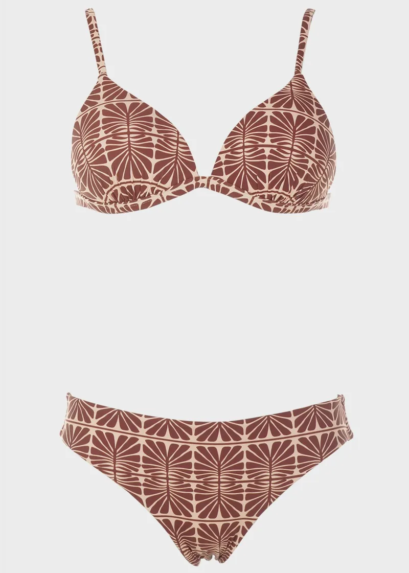 Bikini με σχέδια push up. Kαλύπτει B Cup MARRON