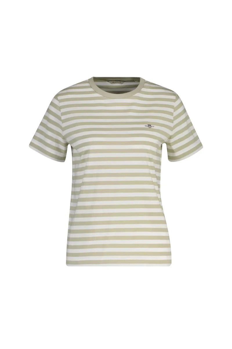 Gant γυναικείο T-shirt με ριγέ σχέδιο και κεντημένο λογότυπο Regular Fit - 4200564 Μπεζ