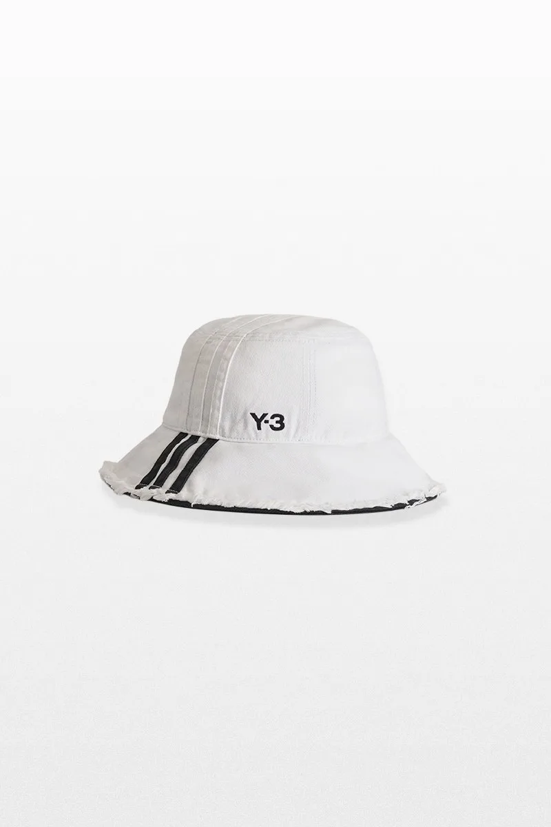 Y-3 Ανδρικό Λευκό Stripes Bucket Hat