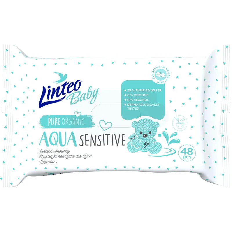 Linteo Baby Aqua Sensitive παιδικά απαλά υγρομάντηλα 48 τμχ