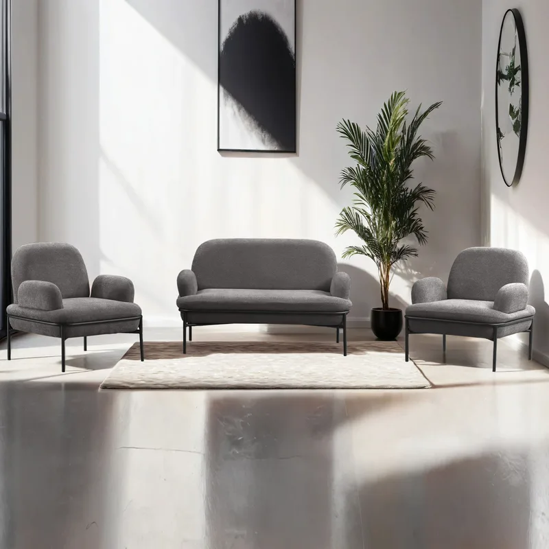 Σετ Καναπέδων Aster - Grey 531Aln1502 (140x43x53)