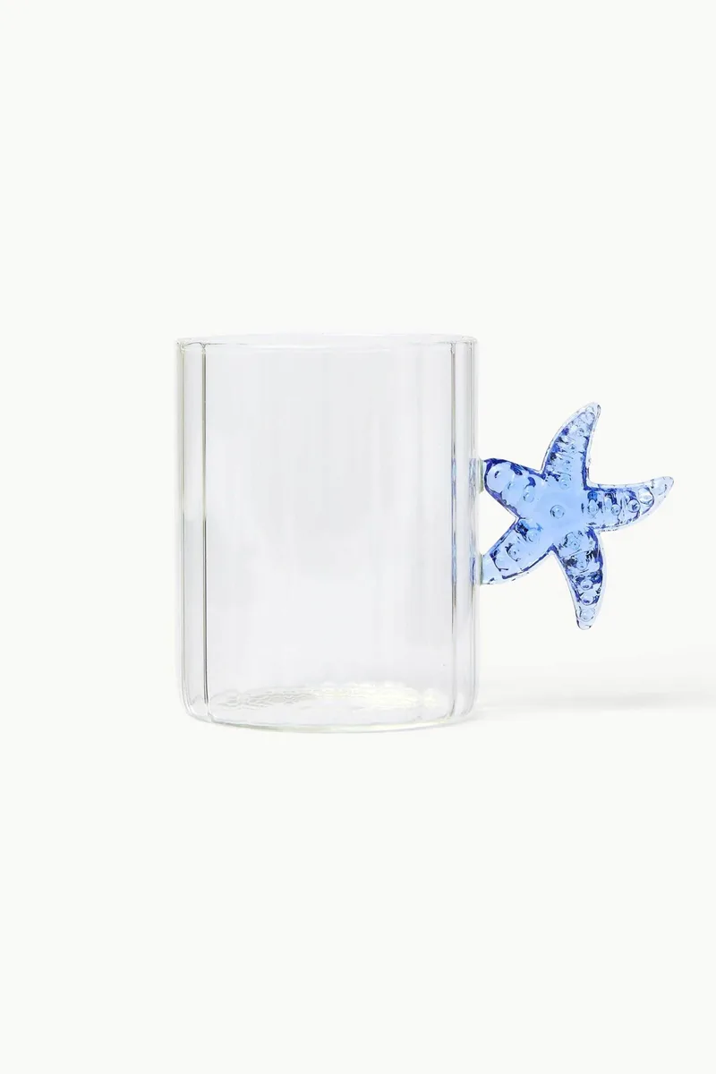 Coincasa γυάλινη κούπα με λαβή σε σχήμα αστερία 8 x 8 cm - 006813650 Διάφανο