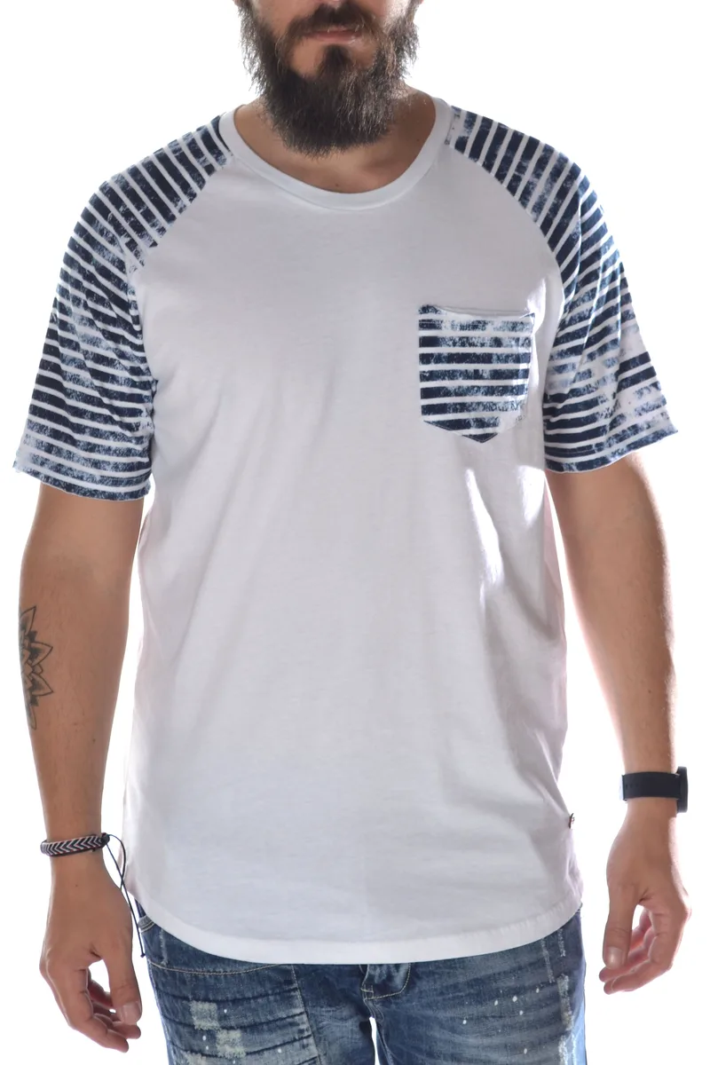 Μπλούζα Κοντομάνικη Brokers White Navy 17012-353-01-WHITE Ανδρικό