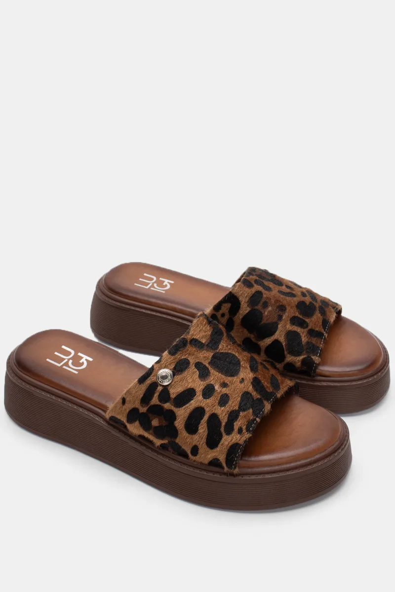 LUIGI DESIGN - Σανδάλια Flatform με Φαρδιά Φάσα - Animal Print
