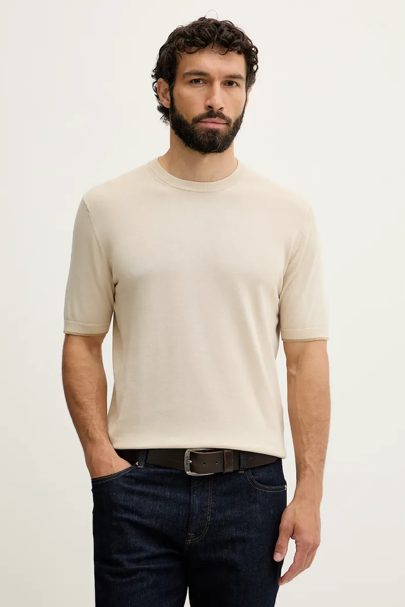 United Colors of Benetton πλεκτό T-shirt ανδρικό βαμβακερό
