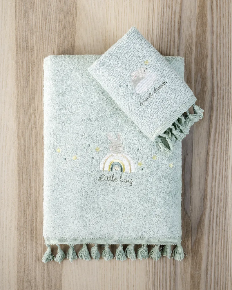Σετ Πετσέτες 2 Τεμαχίων Nima Petit Bebe Μέντα, Σιέλ 30x50,70x140