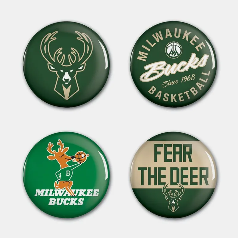 Wincraft Nba Btn 4Pk M Bucks (9000179212_64442)