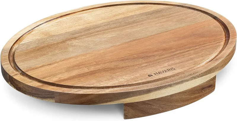 Navaris Corner Countertop Cutting Board - Ξύλο / Επιφάνεια Κοπής από Ξύλο Ακακίας για την Γωνία του Πάγκου Κουζίνας - 42 x 32 x 3 cm - Brown (55918.01)