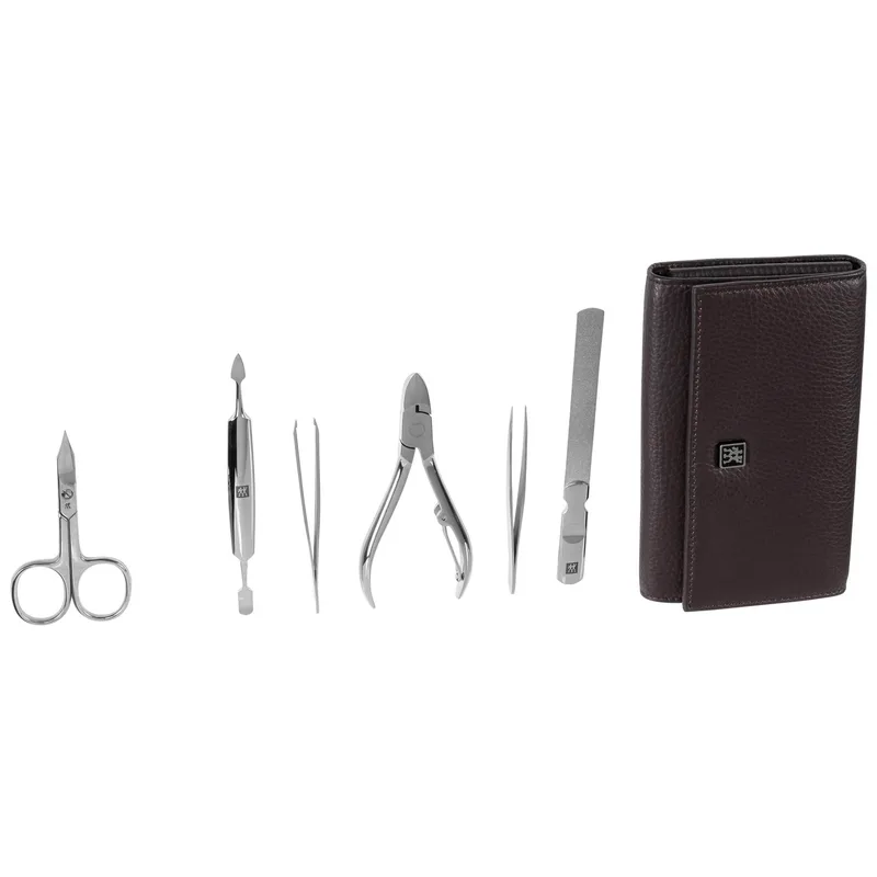 Zwilling CLASSIC snap fastener leather case, purple, 7 pcs.