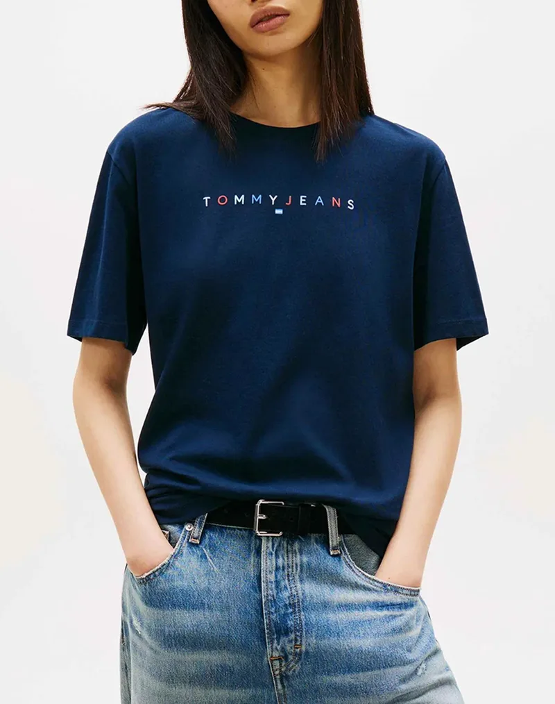 TOMMY JEANS TJW RLX COLOR LINEAR SS TEE EXT DW0DW22784-C1G DarkBlue
