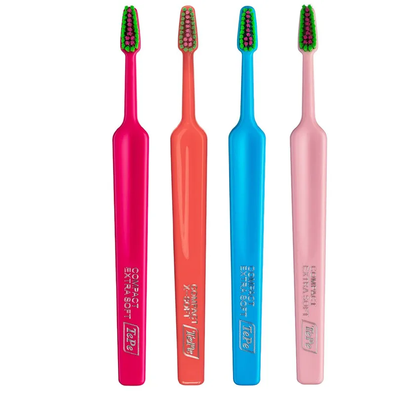 Tepe Colour Compact Extra Soft Toothbrush Οδοντόβουρτσα με Πολύ Μαλακές Ίνες & Μικρό Μέγεθος Κεφαλής 4 Τεμάχια - Multicolor 10
