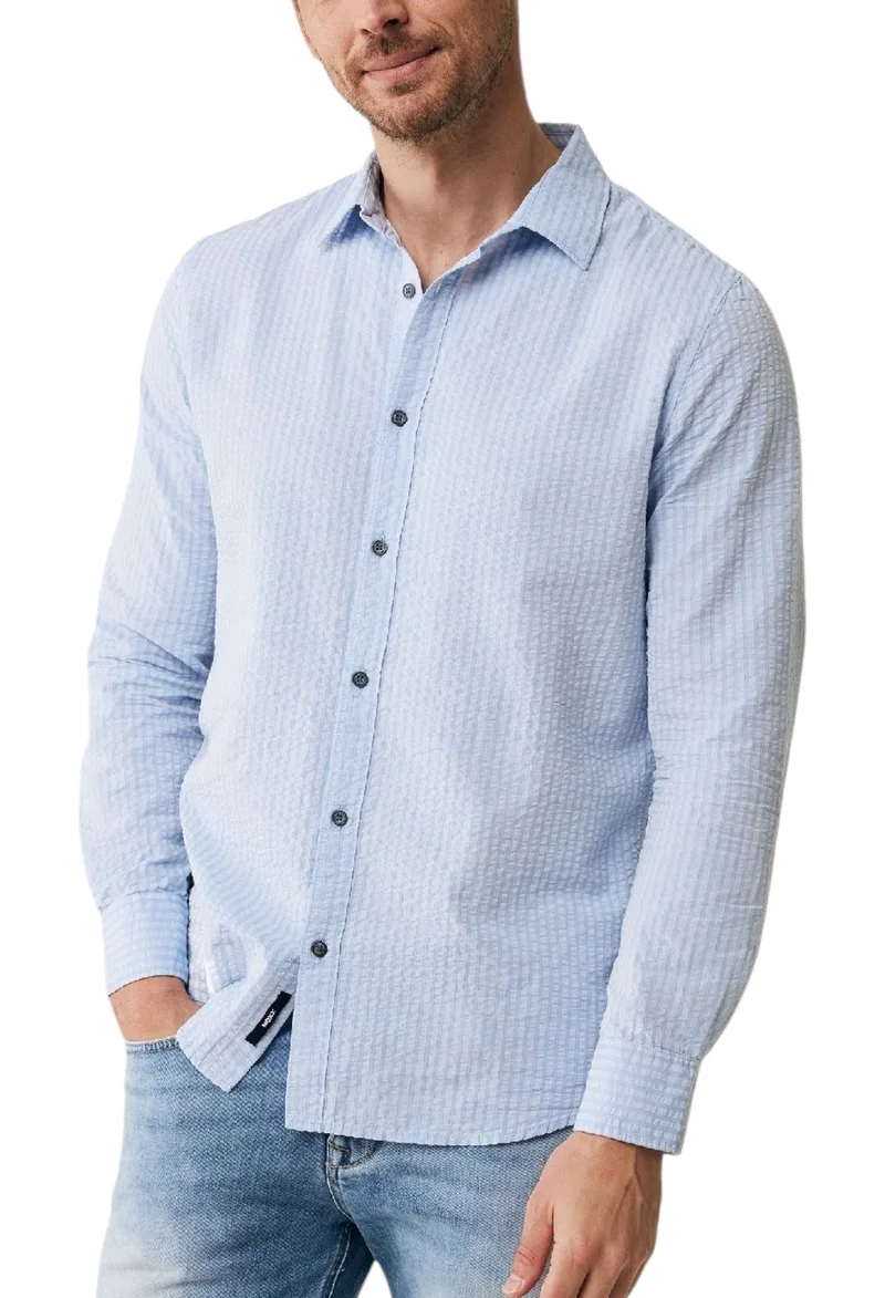 Πουκάμισο Μακρυμάνικο Mexx Striped seersucker shirt LS MF007203541M-Sky Blue Ανδρικό