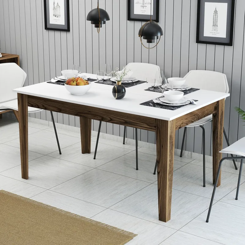 Τραπεζαρία Milan 514 - Walnut, White 845Hct1402 (145x75x88)